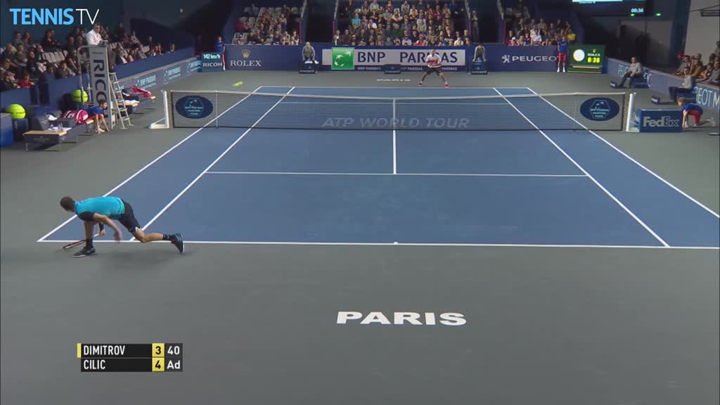 Dimitrov Volleys Hot Shot In Paris