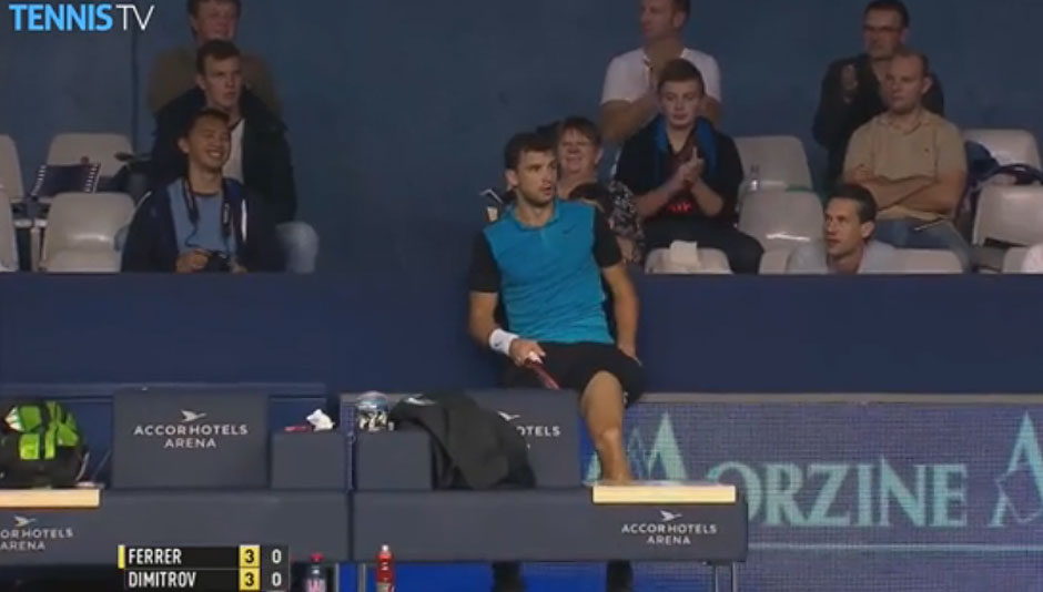Dimitrov Sits Down On The Job Paris 2015 Hot Shot