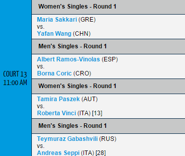 Order of play